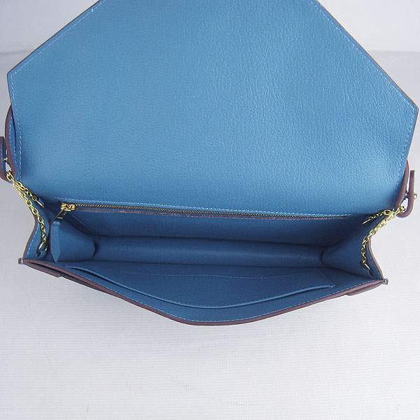 Hermes Lydie 2way Shoulder Bag - H021 Blue With Gold Hardware - Click Image to Close