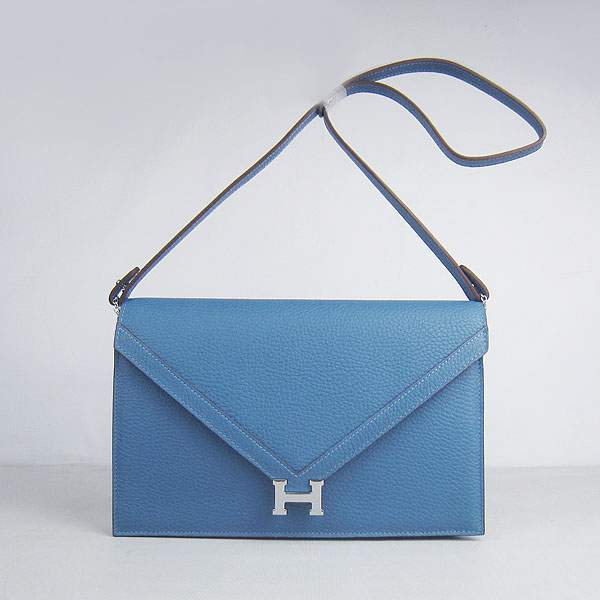 Hermes Lydie 2way Shoulder Bag - H021 Blue With Silver Hardware - Click Image to Close