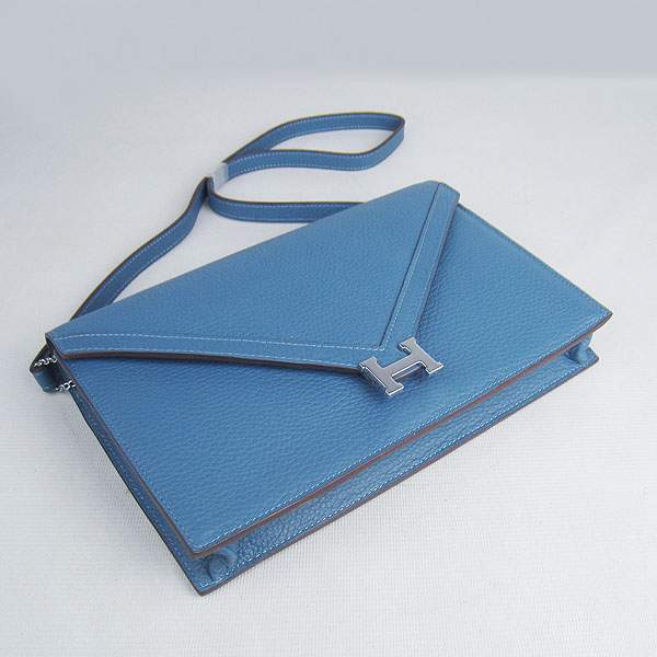 Hermes Lydie 2way Shoulder Bag - H021 Blue With Silver Hardware - Click Image to Close