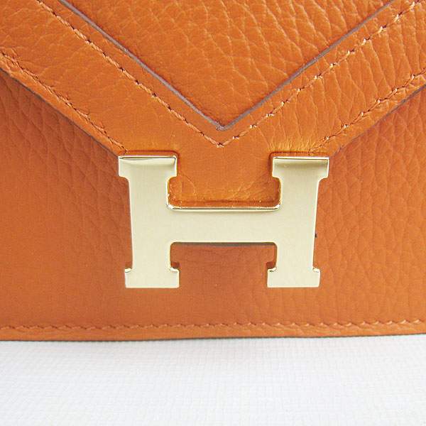 Hermes Lydie 2way Shoulder Bag - H021 Orange With Gold Hardware - Click Image to Close