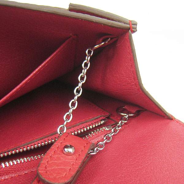 Hermes Lydie 2way Shoulder Bag - H021 Red With Silver Hardware - Click Image to Close