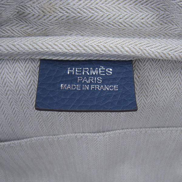 Hermes Victoria 35cm Calf Leather Bowling HandBag - H2802 Dark Blue