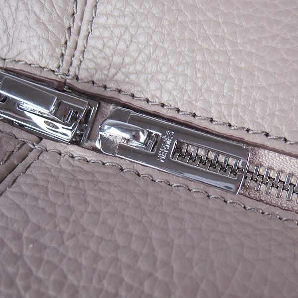 Hermes Victoria 35cm Calf Leather Bowling HandBag - H2802 Grey - Click Image to Close
