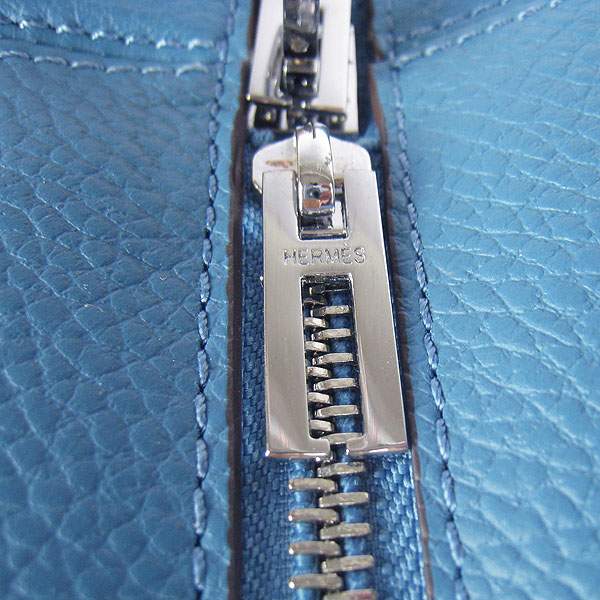 Hermes Victoria 35cm Calf Leather Bowling HandBag - H2802 Blue