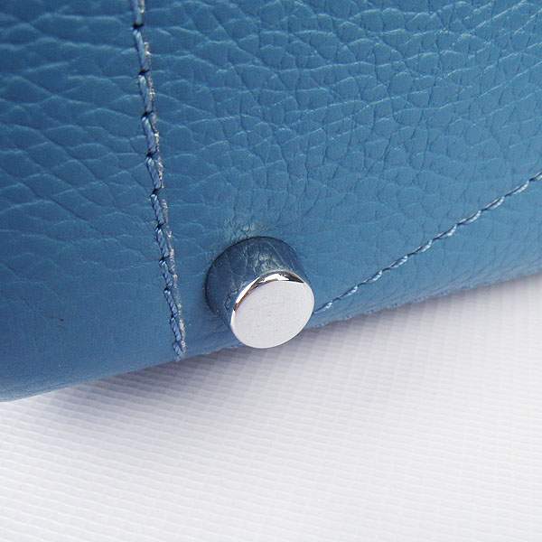 Hermes Victoria 35cm Calf Leather Bowling HandBag - H2802 Blue - Click Image to Close