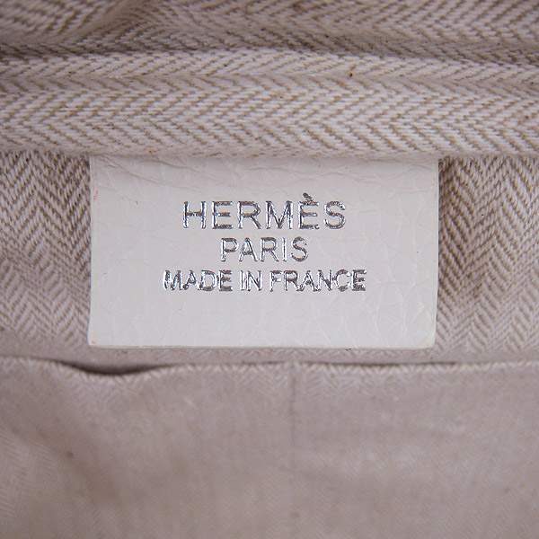 Hermes Victoria 35cm Calf Leather Bowling HandBag - H2802 Offwhite - Click Image to Close