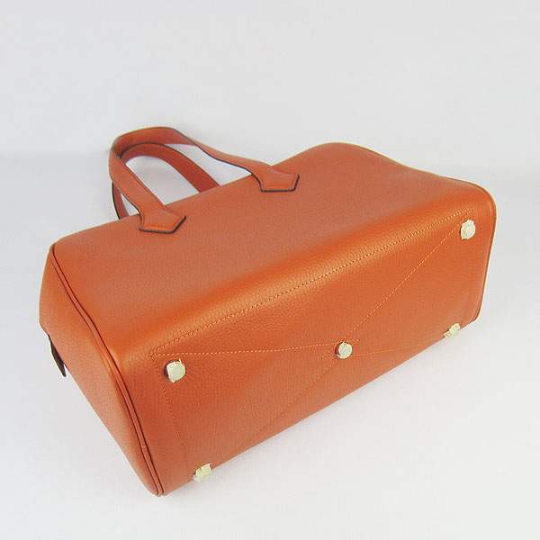 Hermes Victoria 35cm Calf Leather Bowling HandBag - H2802 Orange - Click Image to Close