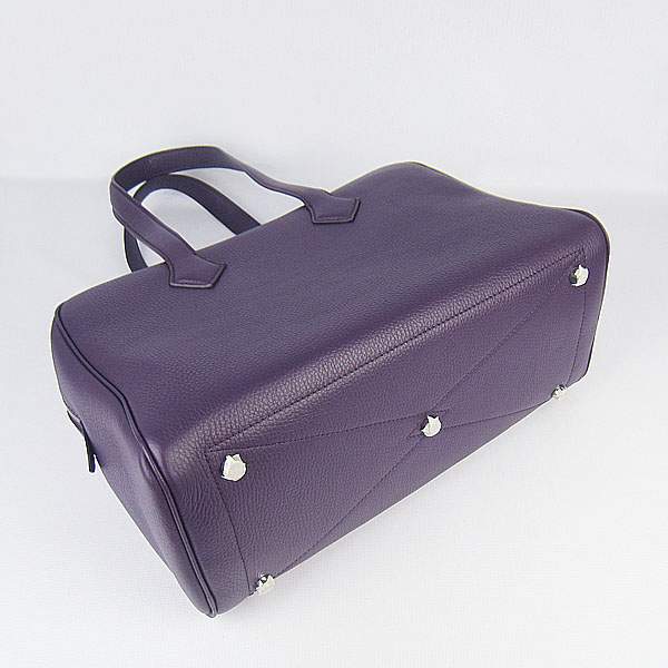 Hermes Victoria 35cm Calf Leather Bowling HandBag - H2802 Purple - Click Image to Close