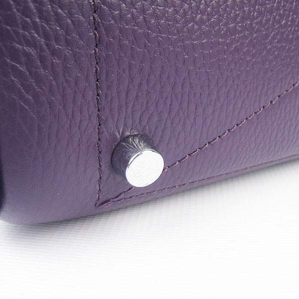 Hermes Victoria 35cm Calf Leather Bowling HandBag - H2802 Purple - Click Image to Close