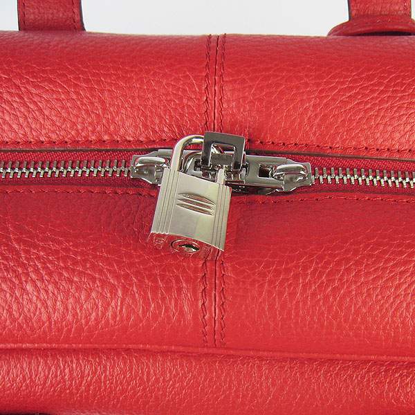 Hermes Victoria 35cm Calf Leather Bowling HandBag - H2802 Red - Click Image to Close