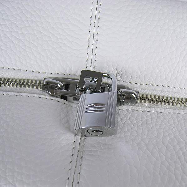 Hermes Victoria 35cm Calf Leather Bowling HandBag - H2802 White - Click Image to Close