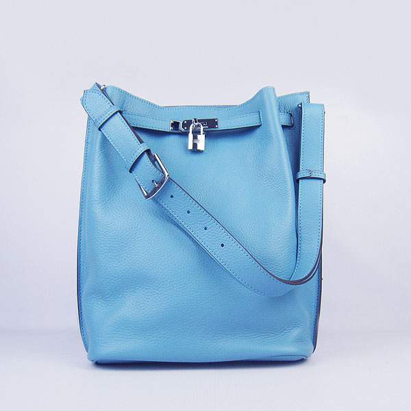 Hermes So Kelly 34cm Tote Leather Handbag - H2804 Light Blue - Click Image to Close