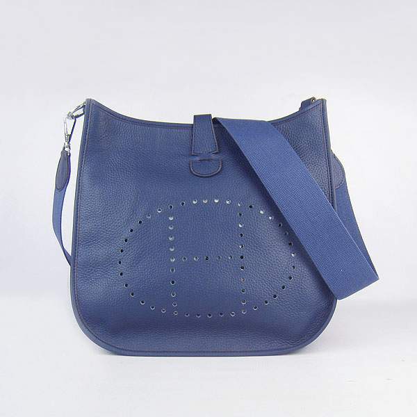 Hermes Evelyne Bag - H6309 Dark Blue With Silver Hardware