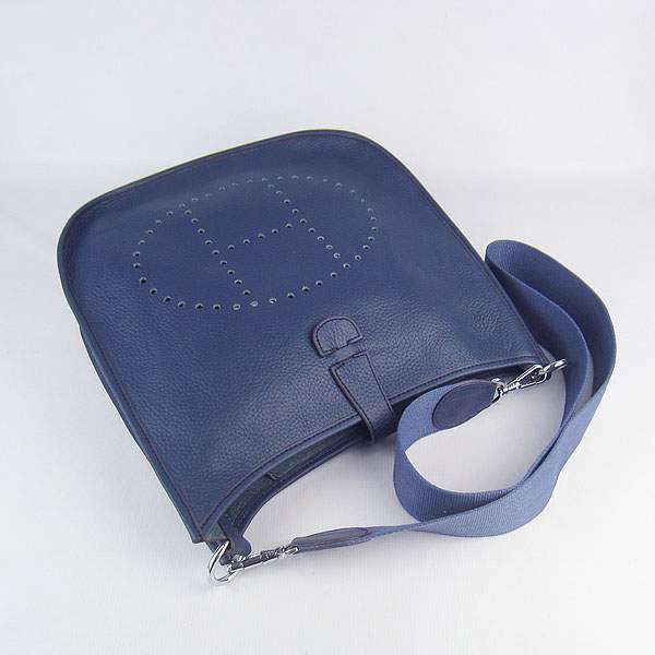 Hermes Evelyne Bag - H6309 Dark Blue With Silver Hardware - Click Image to Close