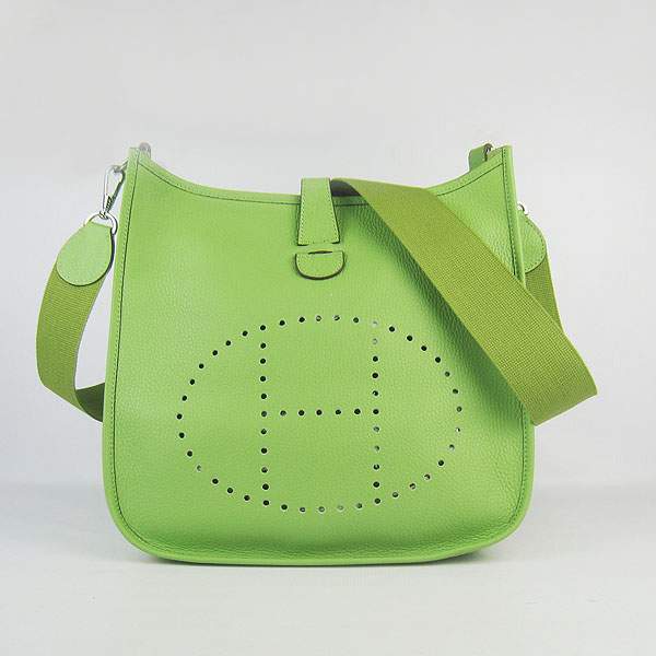 Hermes Evelyne Bag - H6309 Green With Silver Hardware - Click Image to Close