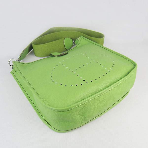 Hermes Evelyne Bag - H6309 Green With Silver Hardware - Click Image to Close