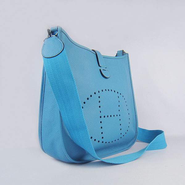 Hermes Evelyne Bag - H6309 Light Blue With Silver Hardware - Click Image to Close