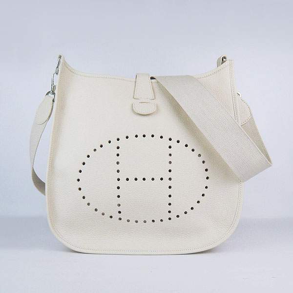Hermes Evelyne Bag - H6309 Offwhite With Silver Hardware - Click Image to Close