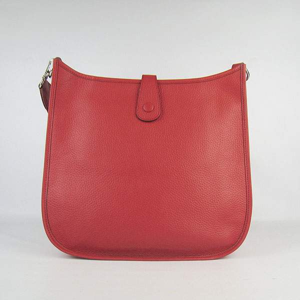Hermes Evelyne Bag - H6309 Red With Silver Hardware - Click Image to Close