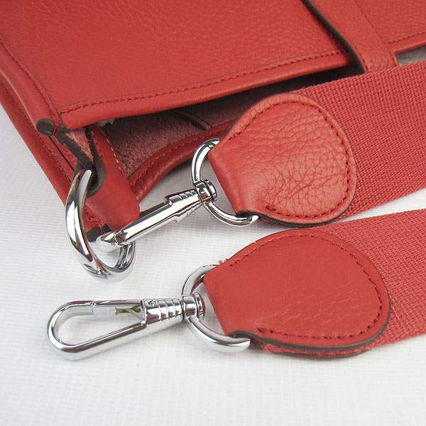 Hermes Evelyne Bag - H6309 Red With Silver Hardware - Click Image to Close