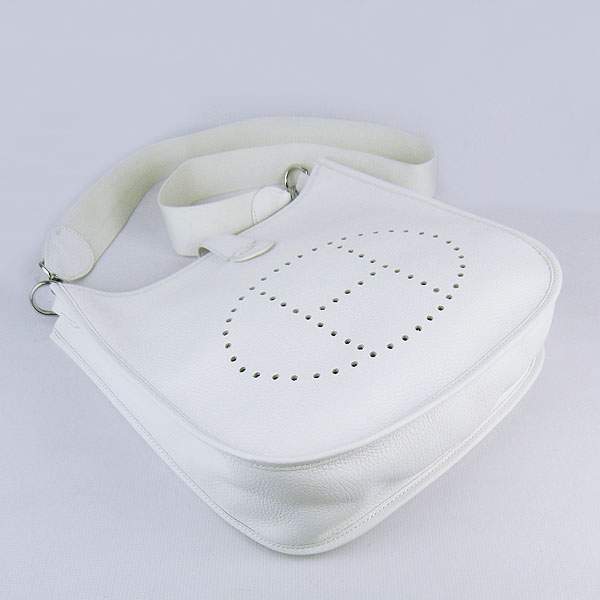 Hermes Evelyne Bag - H6309 White With Silver Hardware - Click Image to Close