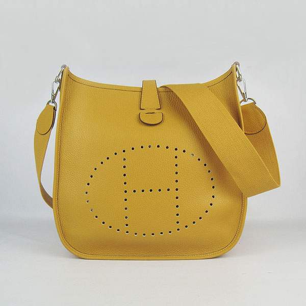 Hermes Evelyne Bag - H6309 Yellow With Silver Hardware - Click Image to Close