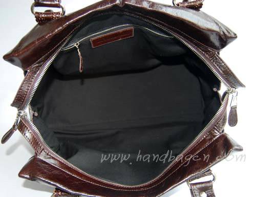 Balenciaga L084358 Dark Coffee Giant City Whipstitch Leather Handbag - Click Image to Close