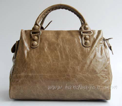 Balenciaga L084358 Silver Gray Giant City Whipstitch Leather Handbag
