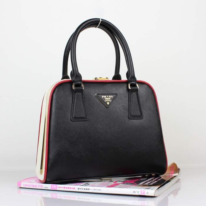 2012 New Arrival Prada Lambskin Leather Handbag - 6041 Black & White