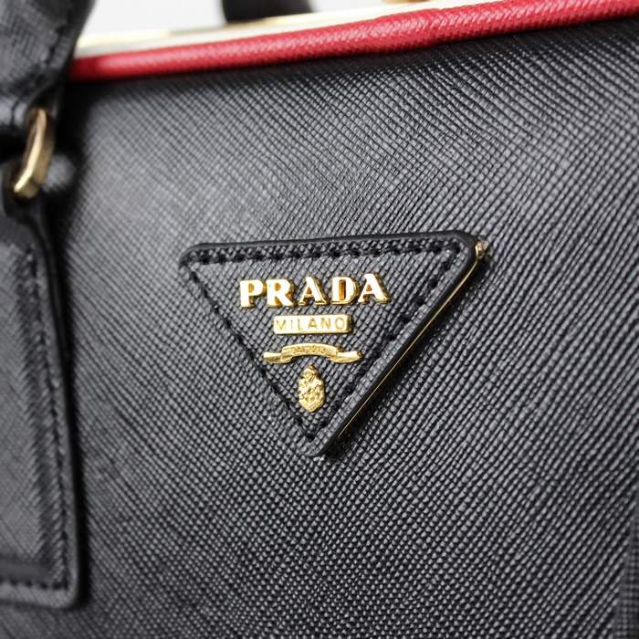 2012 New Arrival Prada Lambskin Leather Handbag - 6041 Black & White - Click Image to Close