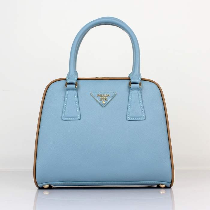 2012 New Arrival Prada Lambskin Leather Handbag - 6041 Blue & White - Click Image to Close