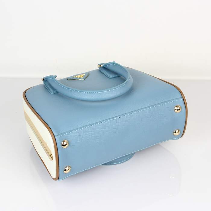 2012 New Arrival Prada Lambskin Leather Handbag - 6041 Blue & White