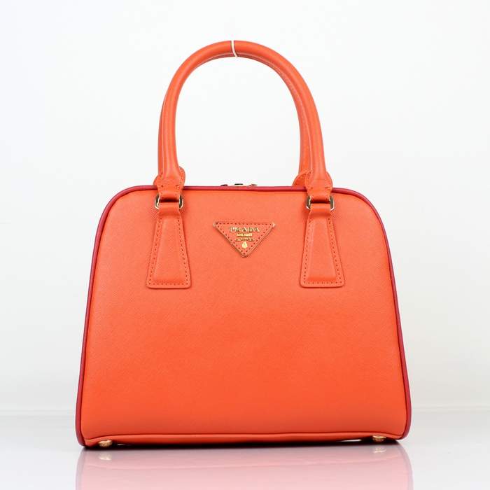 2012 New Arrival Prada Lambskin Leather Handbag - 6041 Orange & White