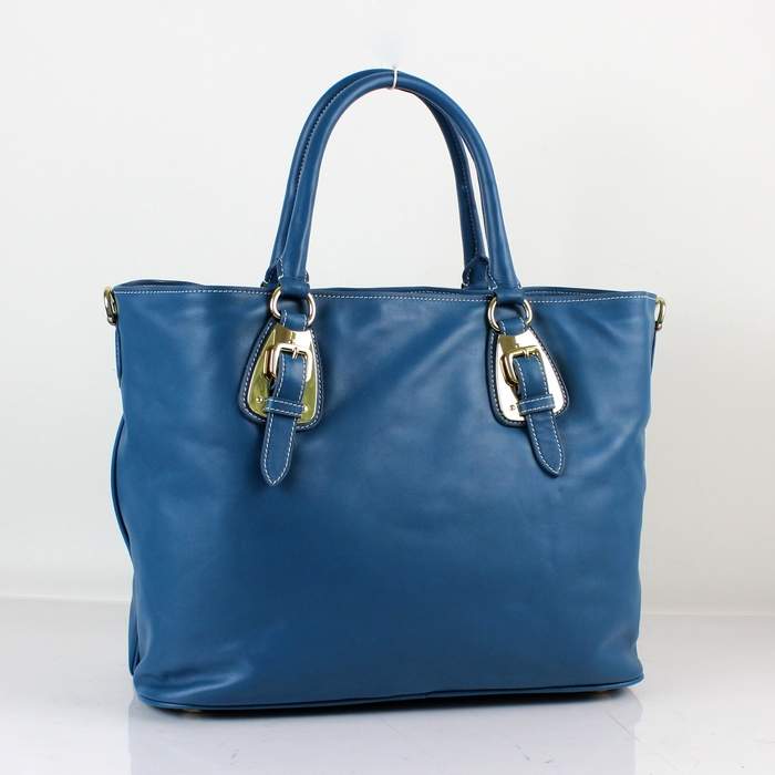 Prada Calfskin Hobo Bag 8209 Blue - Click Image to Close