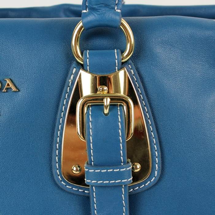 Prada Vintage Leather Tote Bag 8212 Blue