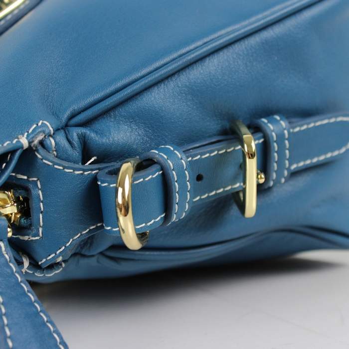 Prada Vintage Leather Tote Bag 8212 Blue