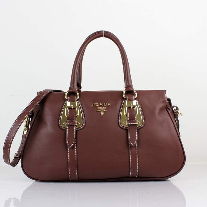 Prada Vintage Leather Tote Bag 8212 Chocolate - Click Image to Close