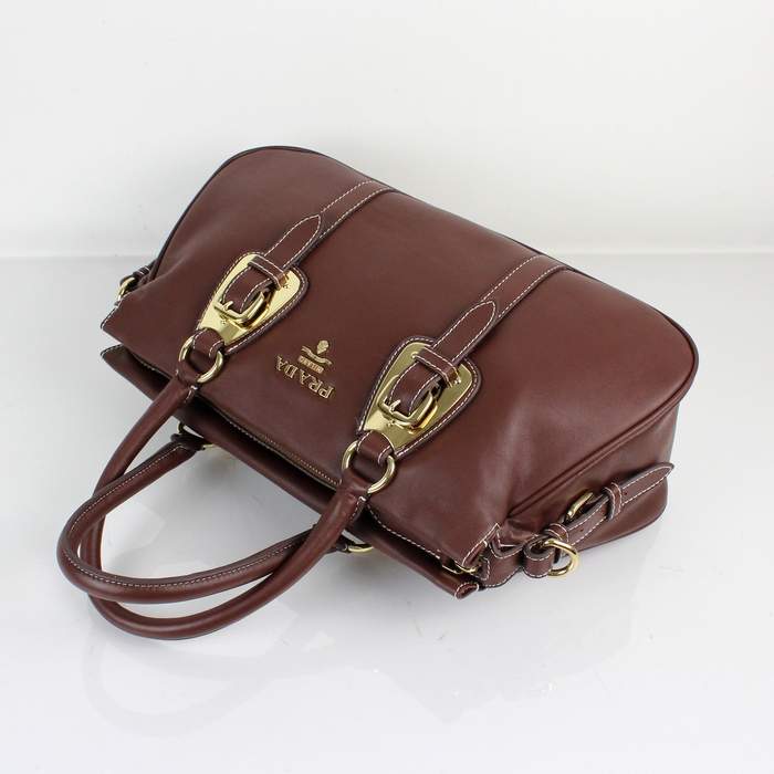Prada Vintage Leather Tote Bag 8212 Chocolate - Click Image to Close