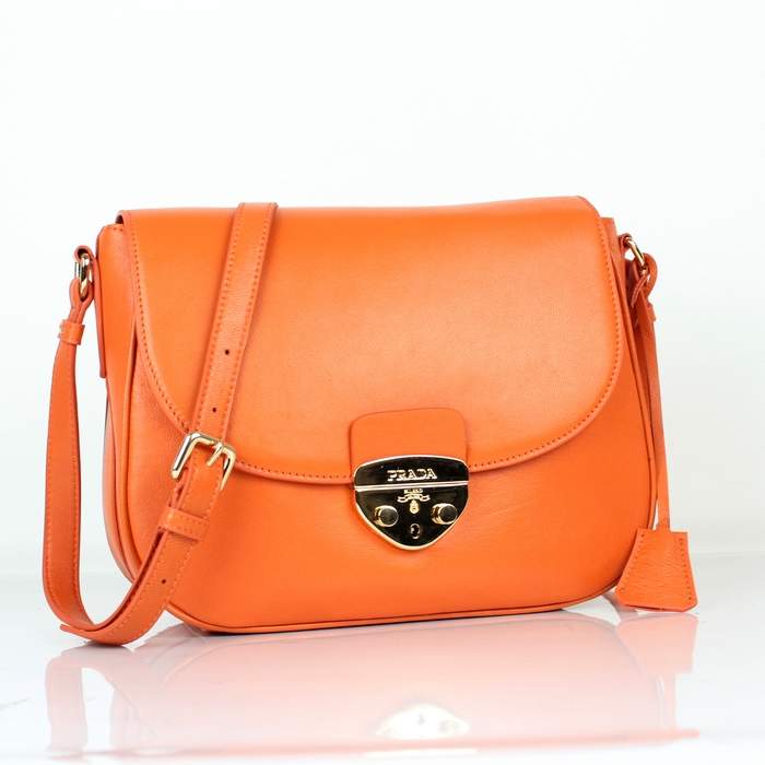 Prada Original Lambskin leather Handbag - 8227 Orange - Click Image to Close