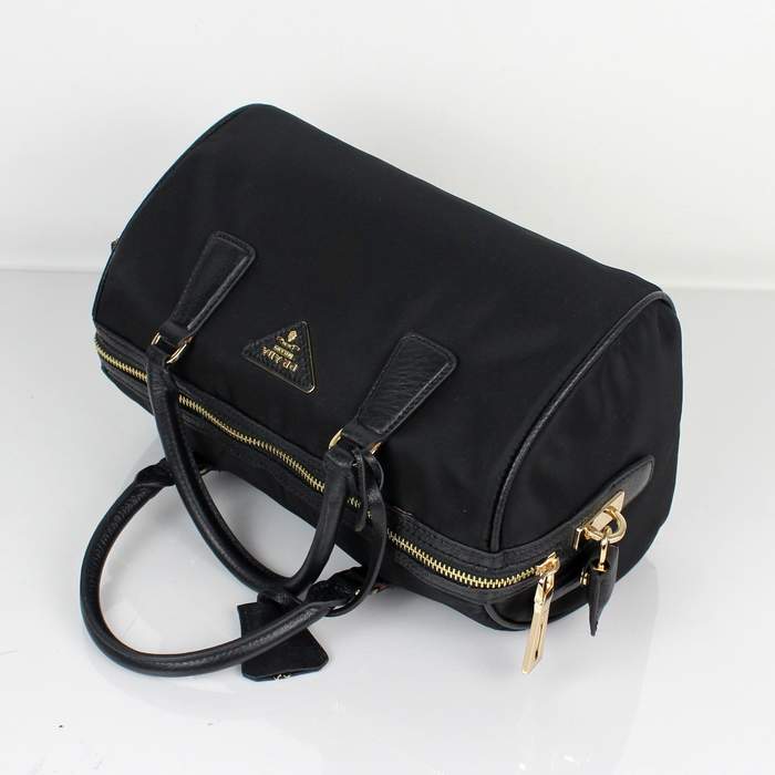 Prada Original leather Handbag - 0797 Black Nylon and Lambskin Leather - Click Image to Close