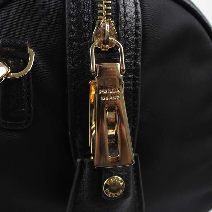 Prada Original leather Handbag - 0797 Black Nylon and Lambskin Leather