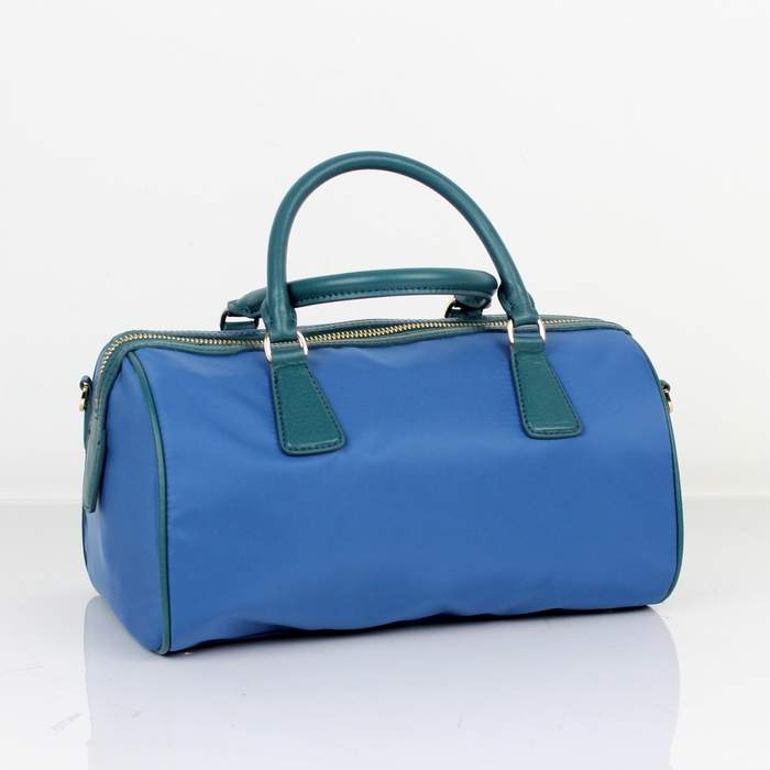 Prada Original leather Handbag - 0797 Blue Nylon and Lambskin Leather - Click Image to Close