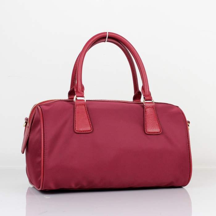 Prada Original leather Handbag - 0797 Red Nylon and Lambskin Leather