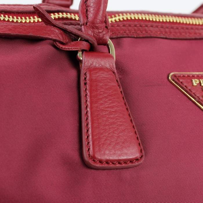 Prada Original leather Handbag - 0797 Red Nylon and Lambskin Leather - Click Image to Close