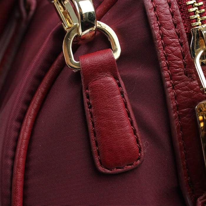 Prada Original leather Handbag - 0797 Red Nylon and Lambskin Leather