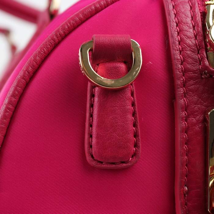 Prada Original leather Handbag - 0797 Rose Red Nylon and Lambskin Leather
