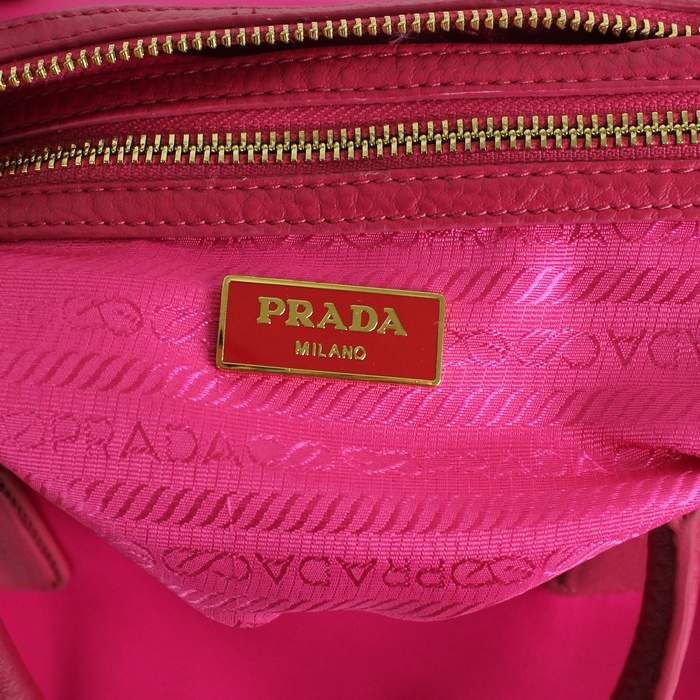 Prada Original leather Handbag - 0797 Rose Red Nylon and Lambskin Leather - Click Image to Close