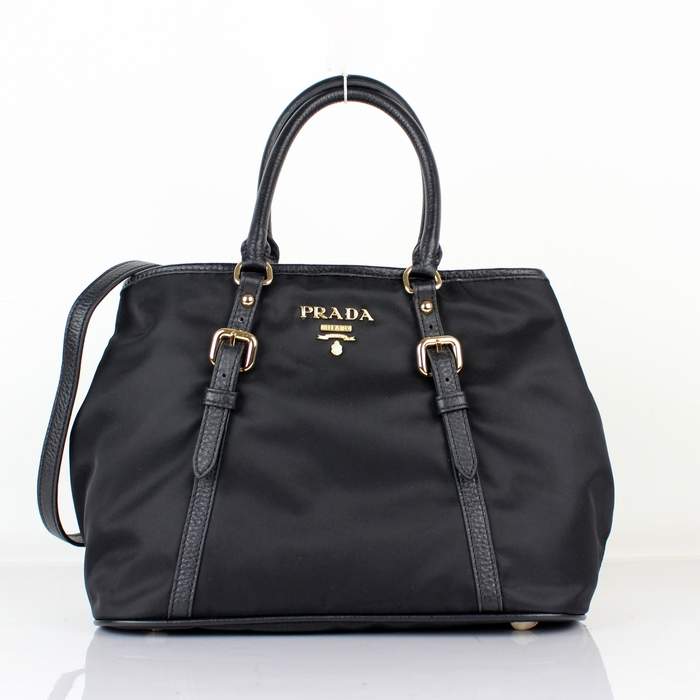 Prada Original leather Handbag - 1841 Black Nylon and Lambskin Leather - Click Image to Close