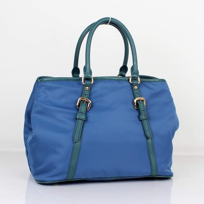 Prada Original leather Handbag - 1841 Blue Nylon and Lambskin Leather - Click Image to Close