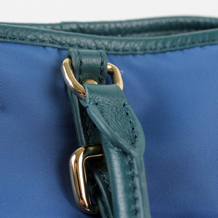 Prada Original leather Handbag - 1841 Blue Nylon and Lambskin Leather